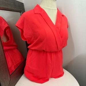 NWT- Ecowish orange  romper V-Neck Blouson Style